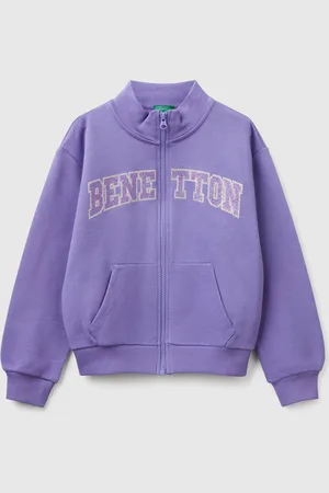 Benetton Casaco Com Fecho De Correr E Gola Alta XL Pervinca