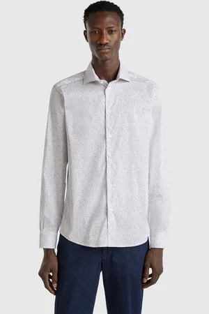Benetton Camisa Padrão Slim Fit XXL Branco