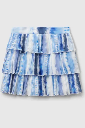 Benetton Saia Plissada Com Estampa XL Multicor