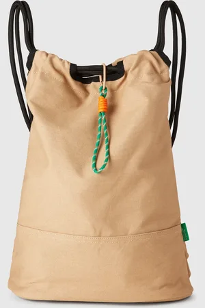 Benetton Saco Mochila Em Algodão Puro Bege