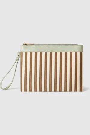 Benetton Pochete Grande Às Riscas Marrom