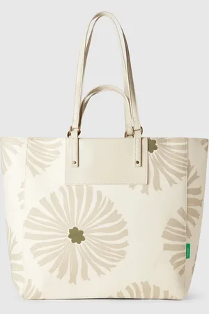 Benetton Tote Bag Branca Com Estampa De Flores Branco Nata