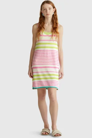 Benetton Vestido De Malha Listrado L Multicor