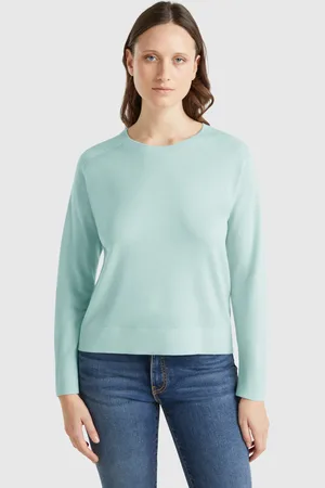 Benetton Camisola Em Pura Lã Merino L Verde Água