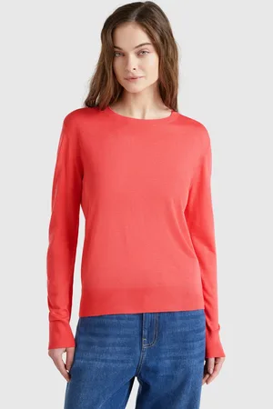 Benetton Camisola De Manga Comprida Em Mistura De Seda L Rosa