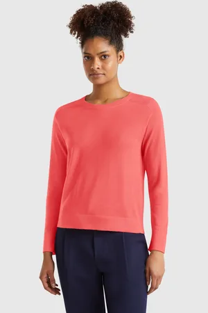 Benetton Camisola Em Pura Lã Merino L Fúcsia