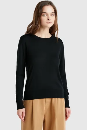 Benetton Camisola De Manga Comprida Em Mistura De Seda L Preto