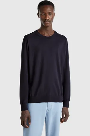 Benetton Suéter Mescla De Viscose E Seda XXL Azul-escuro