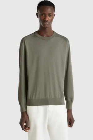 Benetton Suéter Mescla De Viscose E Seda XXL Verde Militar