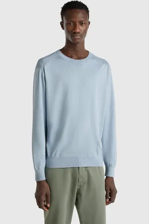 Benetton Suéter Mescla De Viscose E Seda XXL Azul-céu