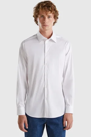 Benetton Camisa Slim Fit XXL Branco