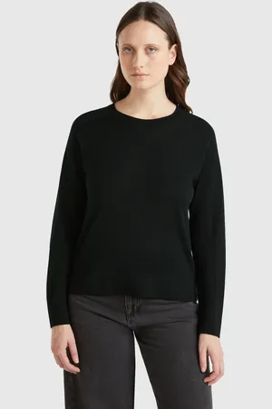 Benetton Camisola Em Pura Lã Merino L Preto