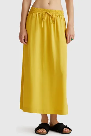 Benetton Saia Midi Fluida L Mostarda