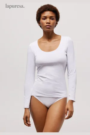YSABEL MORA T-shirt branca de manga comprida em algodão orgânico