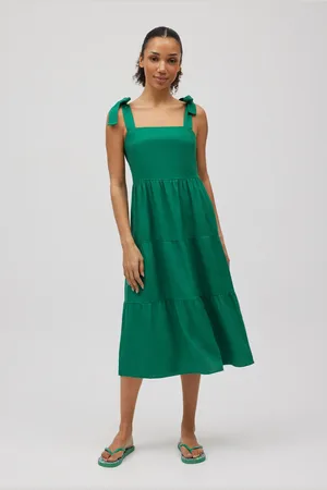 YSABEL MORA Vestido midi com alças largas em linho