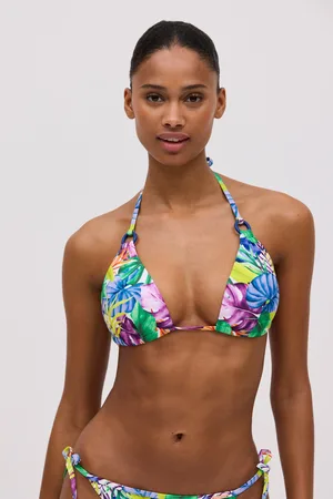 YSABEL MORA Top de biquíni triangular push-up com estampa tropical