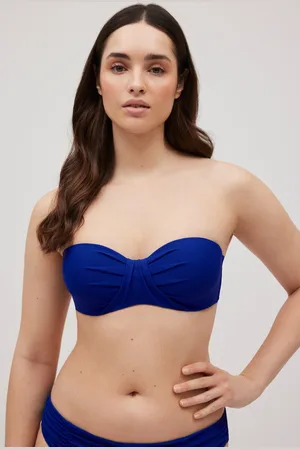 YSABEL MORA Top de biquíni cai-cai em piqué azul marinho para copas C e D