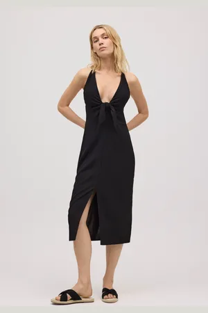 YSABEL MORA Vestido midi com fenda cruzada nas costas