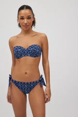 YSABEL MORA Conjunto de biquíni cai-cai azul marinho com estampa