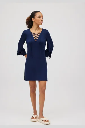 YSABEL MORA Vestido curto azul marinho manga longa