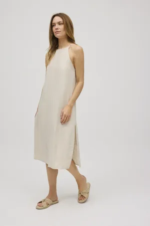 YSABEL MORA Vestido midi reto com linho