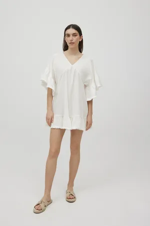 YSABEL MORA Vestido curto de algodão com babados
