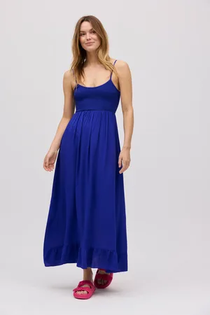 YSABEL MORA Vestido longo favo de mel azul marinho