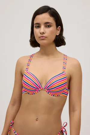 YSABEL MORA Top de biquíni push-up listrado com alças multiposições
