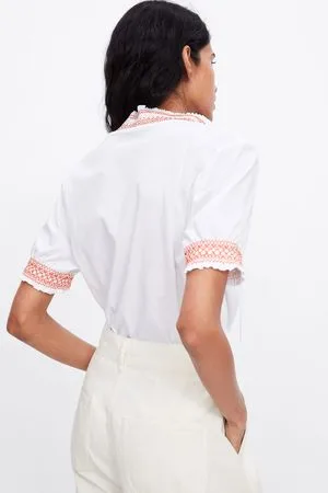 Zara T-shirt com elásticos combinados