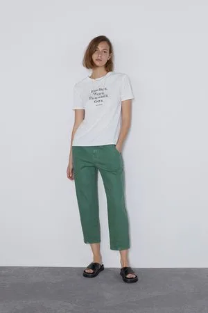 Zara T-shirt texto frontal